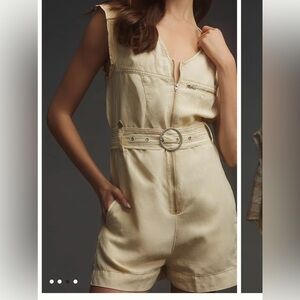 Pilcro Belted V-Neck Romper
